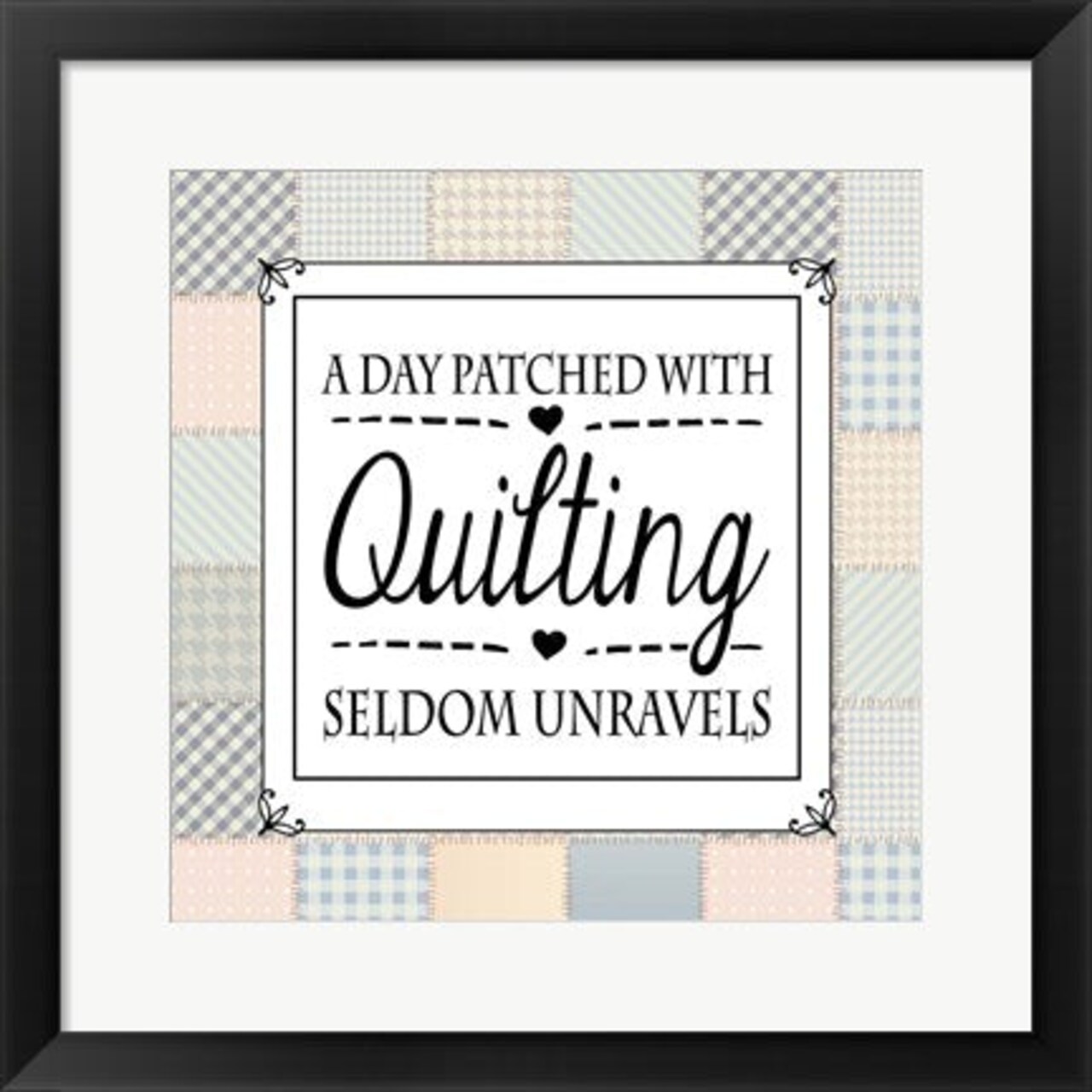 Framed Art A Day Patched With Quilting - Square Patchwork Wall Decor 18x24 Artwork
